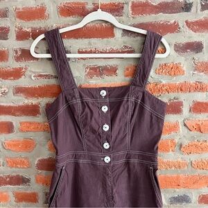 Anthropologie Maeve Colette Chocolate Brown Button-Front Jumpsuit (Cropped)